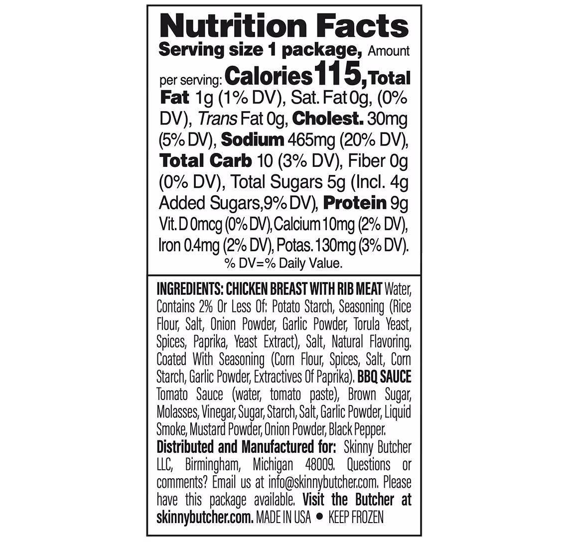 Skinny Butcher Crazy Grilled™ Dippers with Buffalo Sauce Nutrition Facts